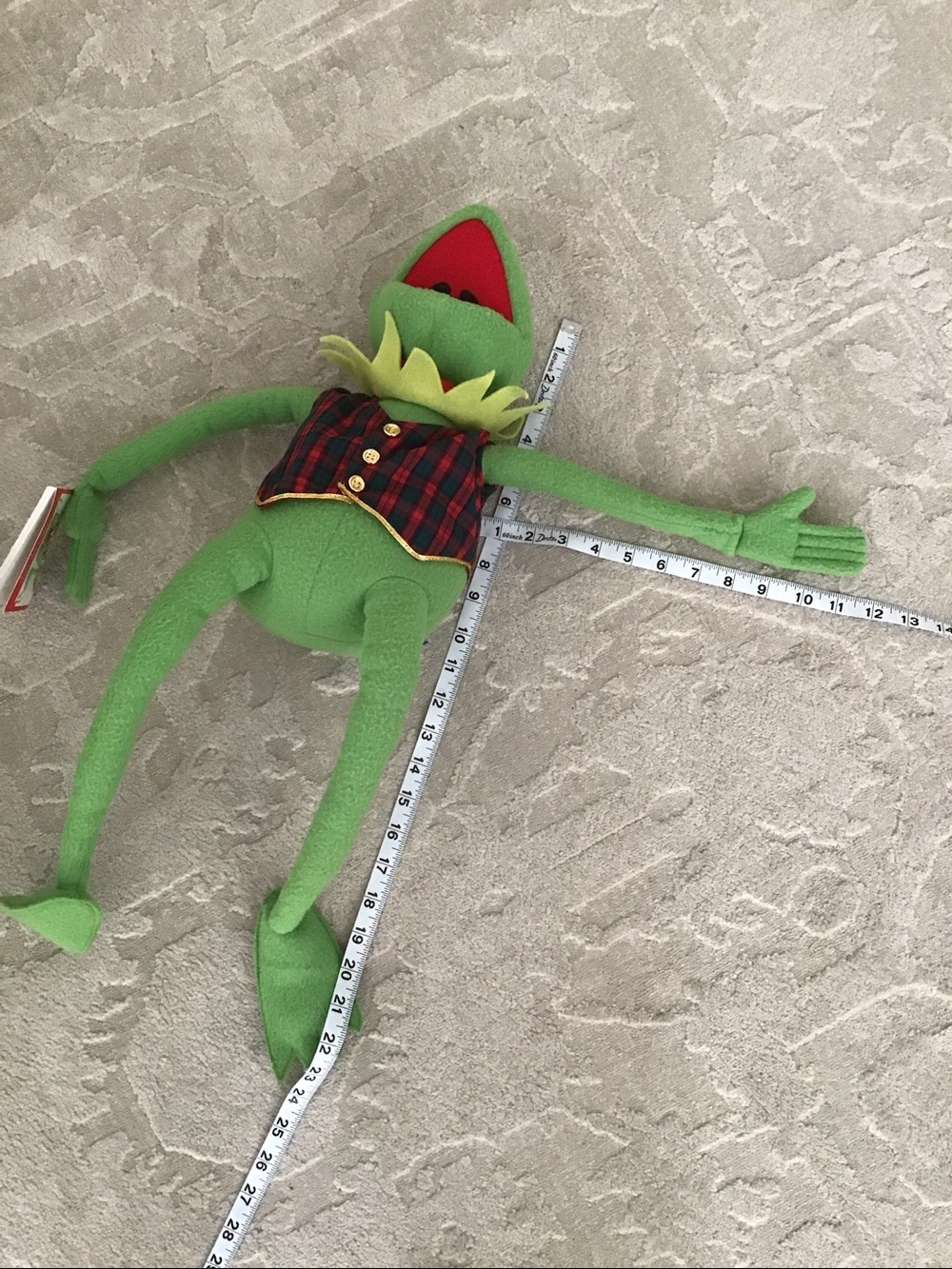 Vintage Large Kermit the Frog Plush with Plaid Vest 24” - Picture 12 of 14